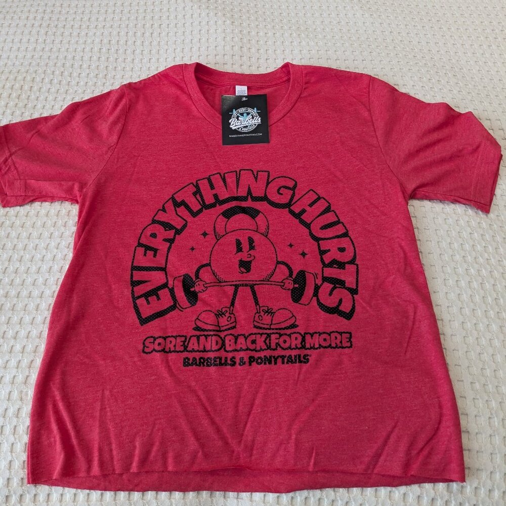 Barbells And Ponytails Crop S/S "Everything Hurts" Tee Shirt XS NEW
